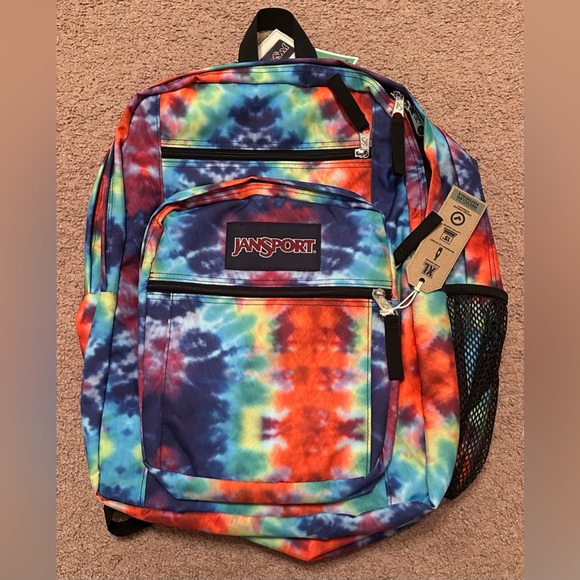 JanSport Tie Dye XL Backpack 17” Computer Bag Shoulder Straps 15” Laptop Sleeve